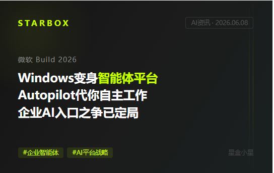 微软Build 2026:Windows变成"智能体操作系统",Autopilot自主工作——企业AI的平台战争,入口之争已定