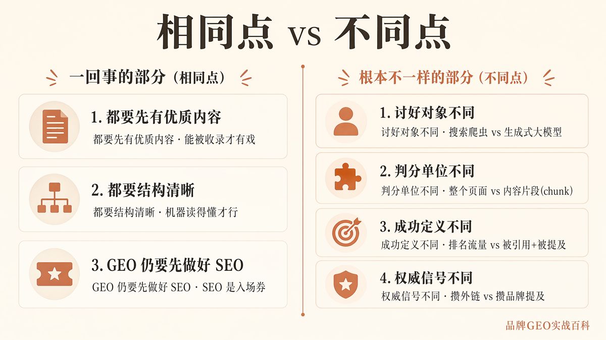 GEO 和 SEO 是一回事嗎?看三個差別