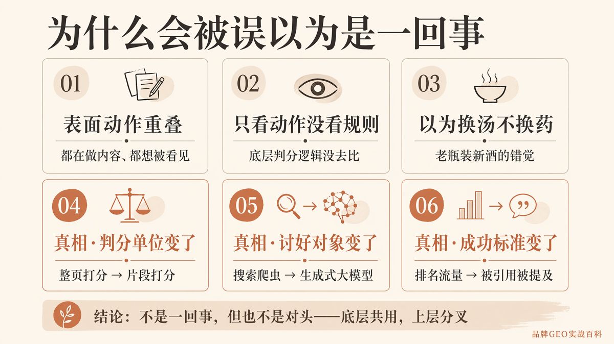GEO 和 SEO 是一回事嗎?看三個差別