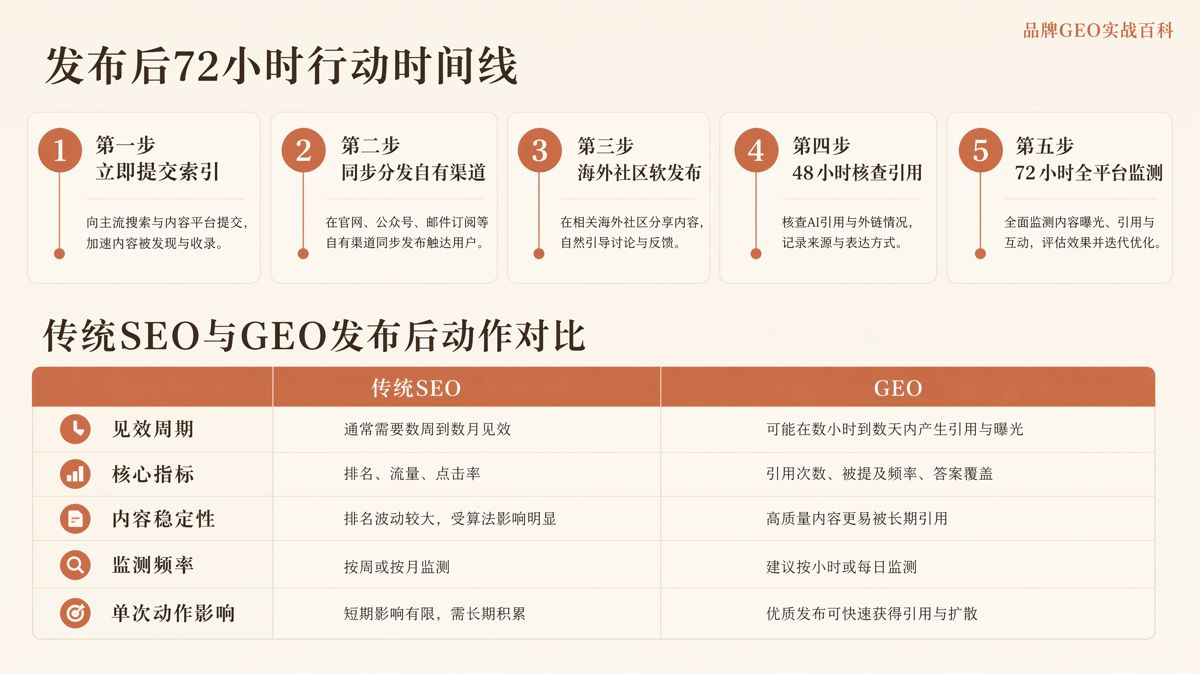 內容發佈後72小時:GEO要做完5件事